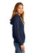 District DT8103 Womens Re-Fleece Full Zip Hooded Sweatshirt Hoodie w/ Pockets True Navy Blue Model Side