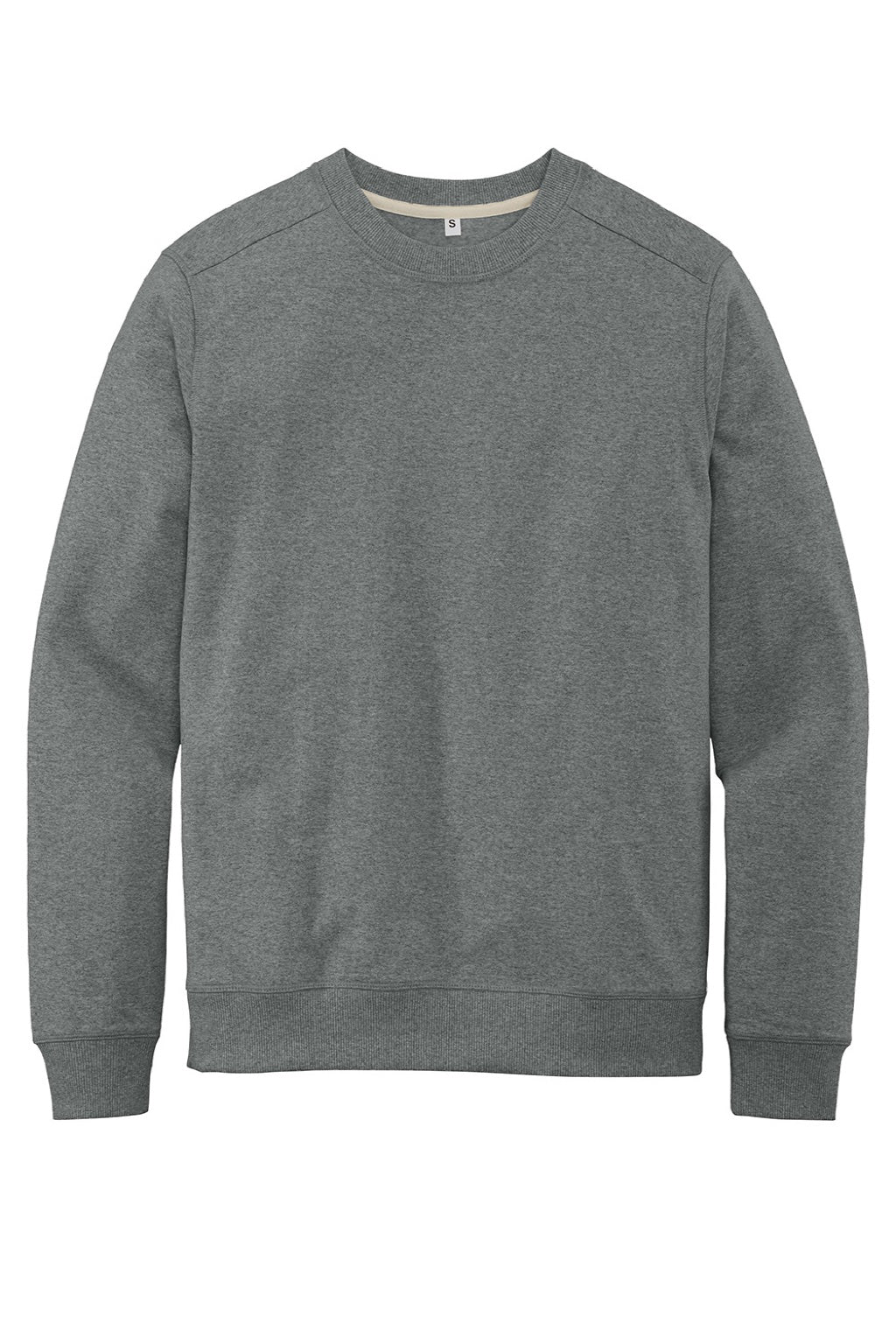 District DT8104 Mens Re-Fleece Crewneck Sweatshirt Heather Deep Grey Flat Front