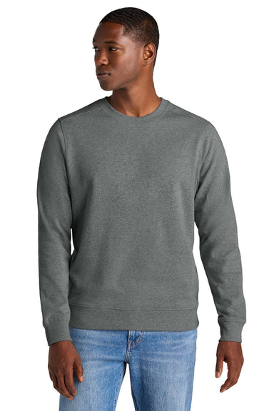 District DT8104 Mens Re-Fleece Crewneck Sweatshirt Heather Deep Grey Model Front