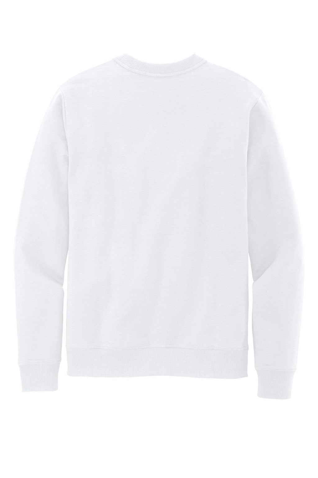 District DT8104 Mens Re-Fleece Crewneck Sweatshirt White Flat Back