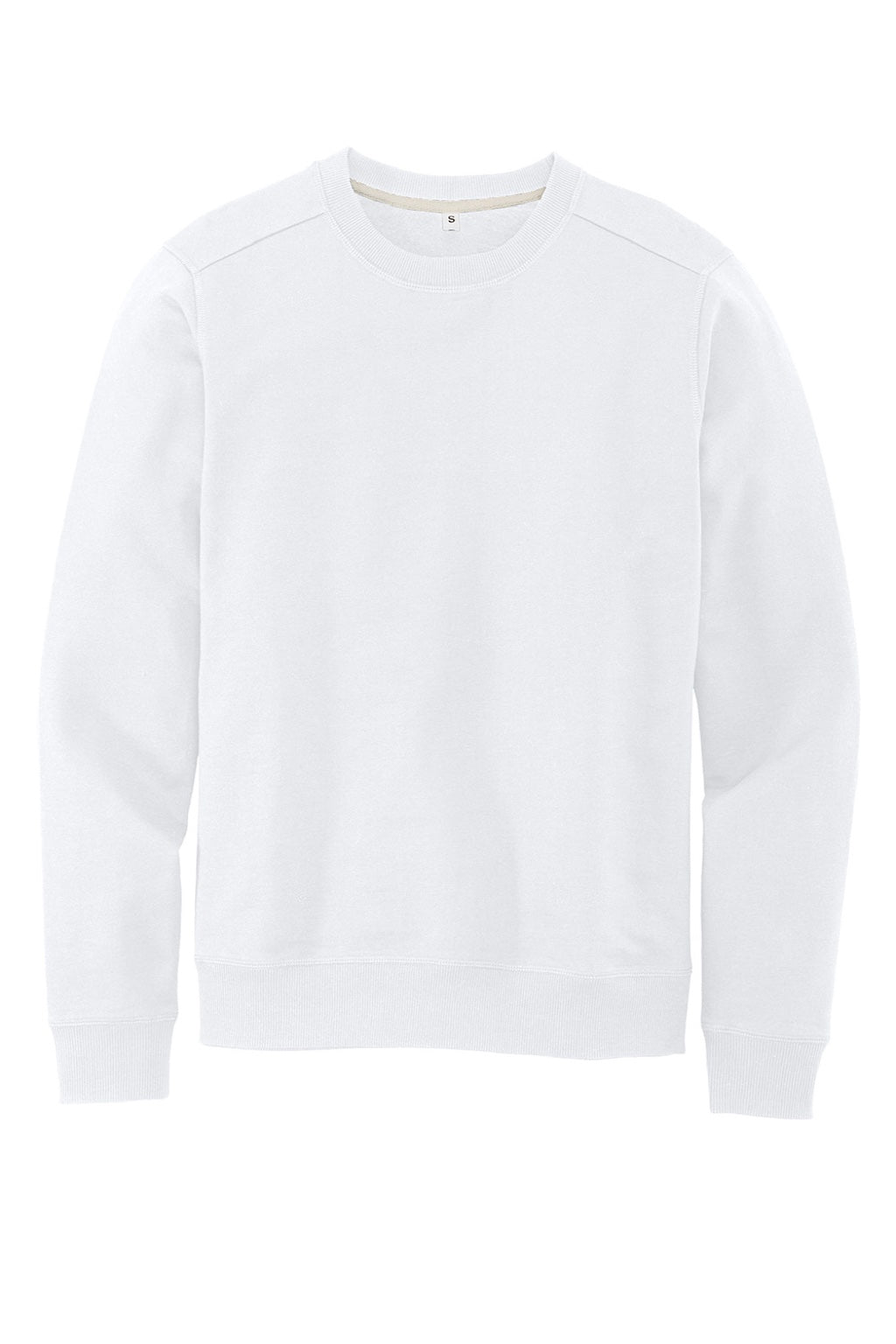 District DT8104 Mens Re-Fleece Crewneck Sweatshirt White Flat Front