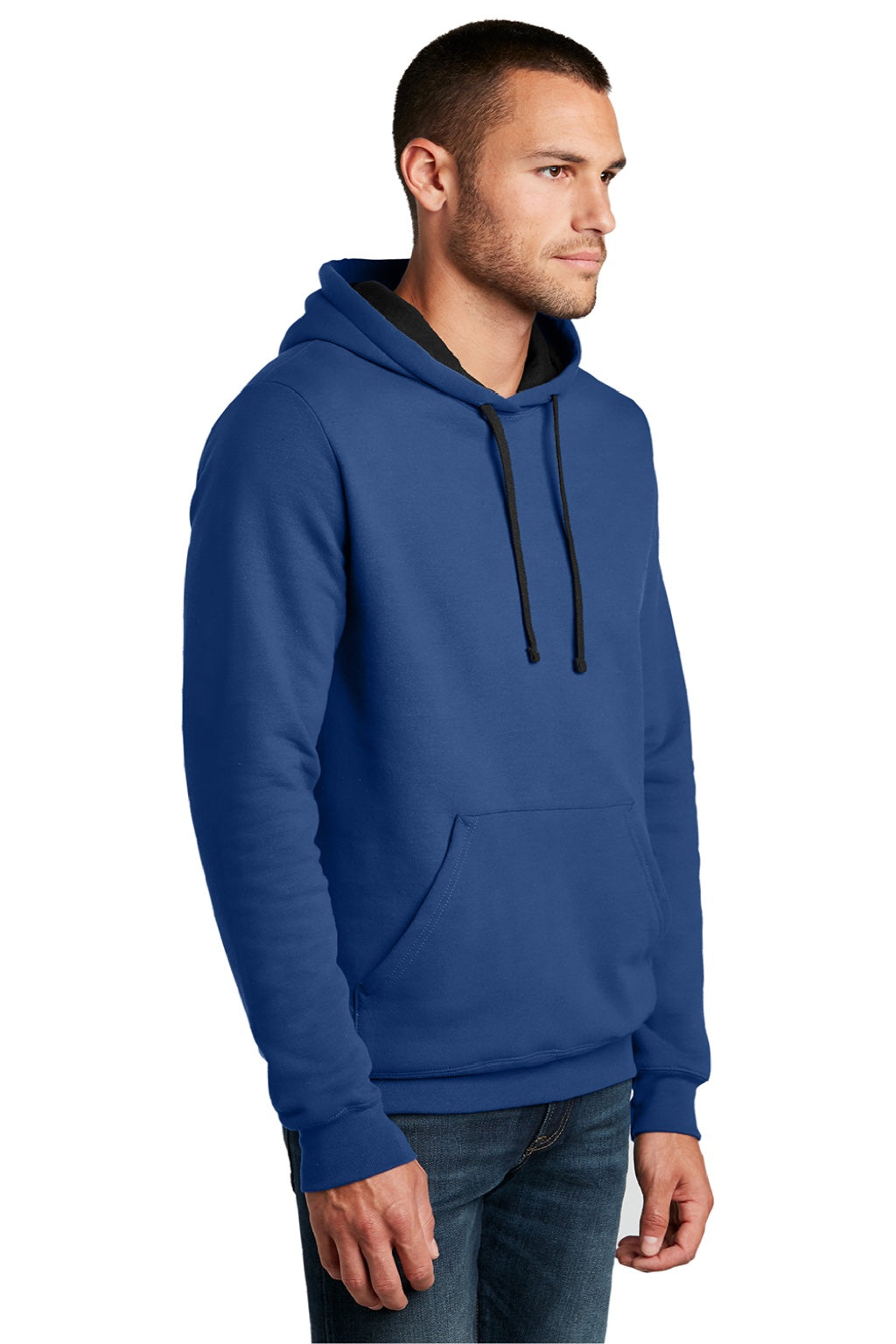 District DT810 Mens The Concert Fleece Hooded Sweatshirt Hoodie w/ Pouch Pocket Deep Royal Blue Model 3q