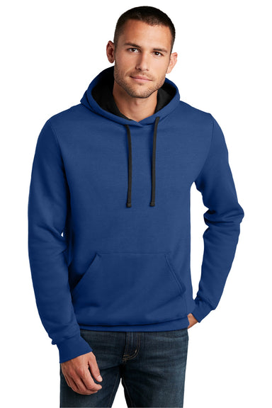 District DT810 Mens The Concert Fleece Hooded Sweatshirt Hoodie w/ Pouch Pocket Deep Royal Blue Model Front
