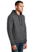 District DT810 Mens The Concert Fleece Hooded Sweatshirt Hoodie w/ Pouch Pocket Heather Charcoal Grey Model 3q