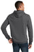 District DT810 Mens The Concert Fleece Hooded Sweatshirt Hoodie w/ Pouch Pocket Heather Charcoal Grey Model Back