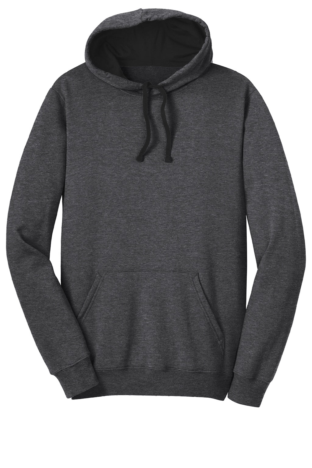 District DT810 Mens The Concert Fleece Hooded Sweatshirt Hoodie w/ Pouch Pocket Heather Charcoal Grey Flat Front