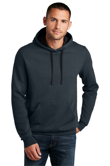 District DT810 Mens The Concert Fleece Hooded Sweatshirt Hoodie w/ Pouch Pocket New Navy Blue Model Front