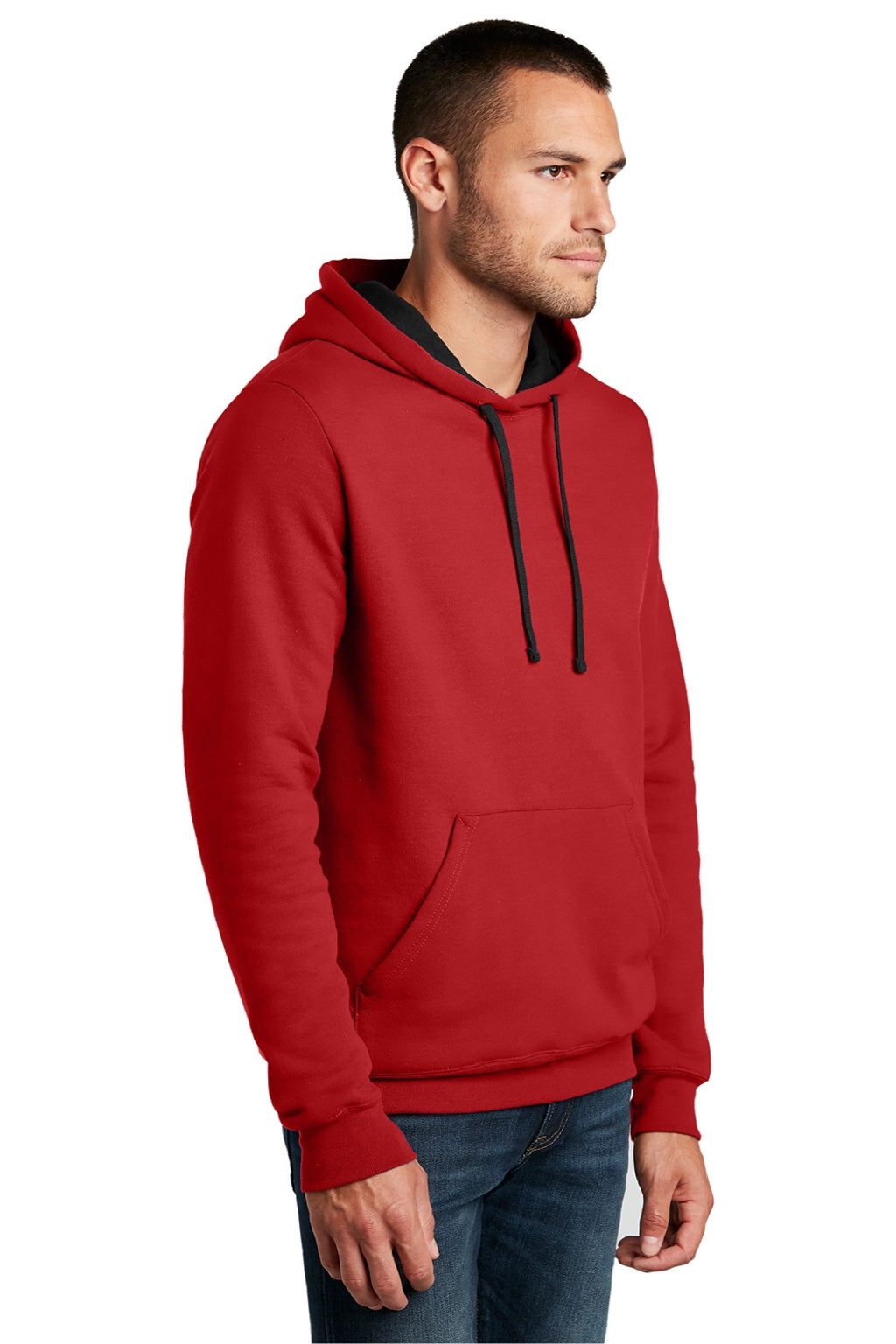 District DT810 Mens The Concert Fleece Hooded Sweatshirt Hoodie w/ Pouch Pocket New Red Model 3q