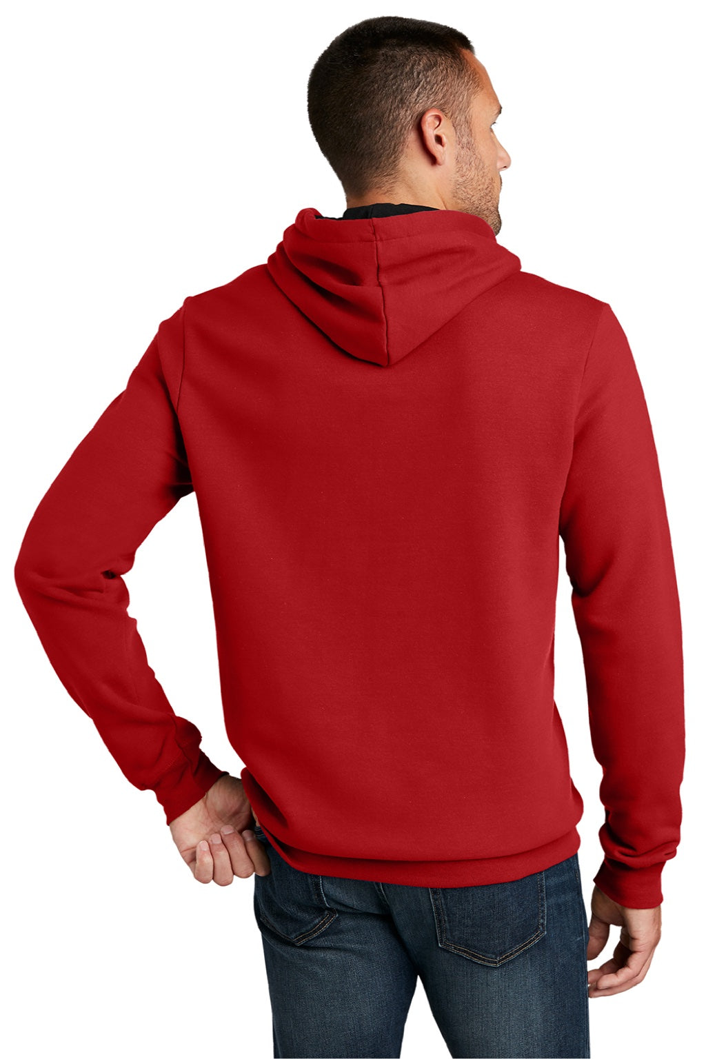 District DT810 Mens The Concert Fleece Hooded Sweatshirt Hoodie w/ Pouch Pocket New Red Model Back