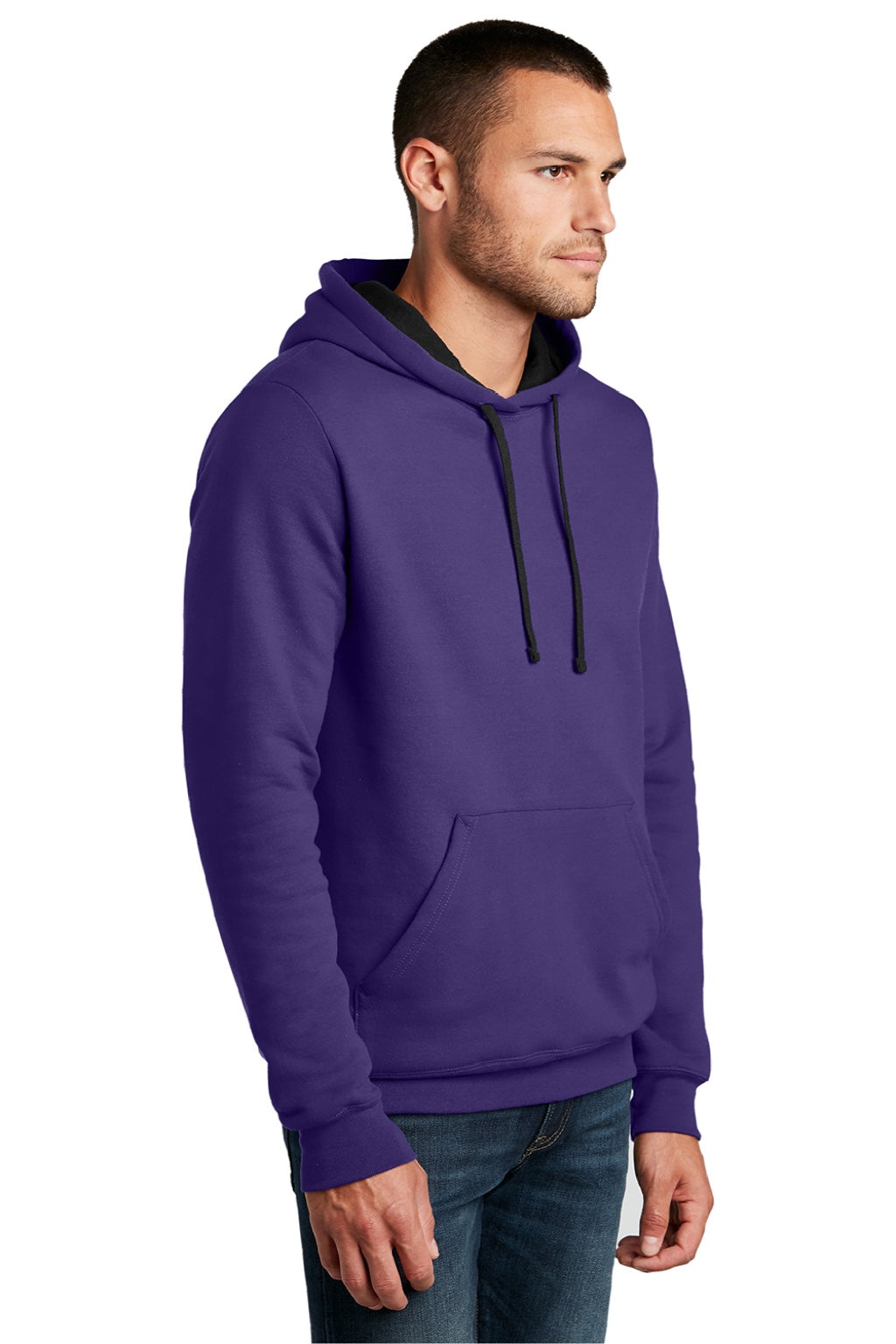 District DT810 Mens The Concert Fleece Hooded Sweatshirt Hoodie w/ Pouch Pocket Purple Model 3q