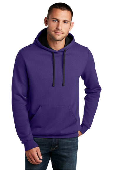 District DT810 Mens The Concert Fleece Hooded Sweatshirt Hoodie w/ Pouch Pocket Purple Model Front