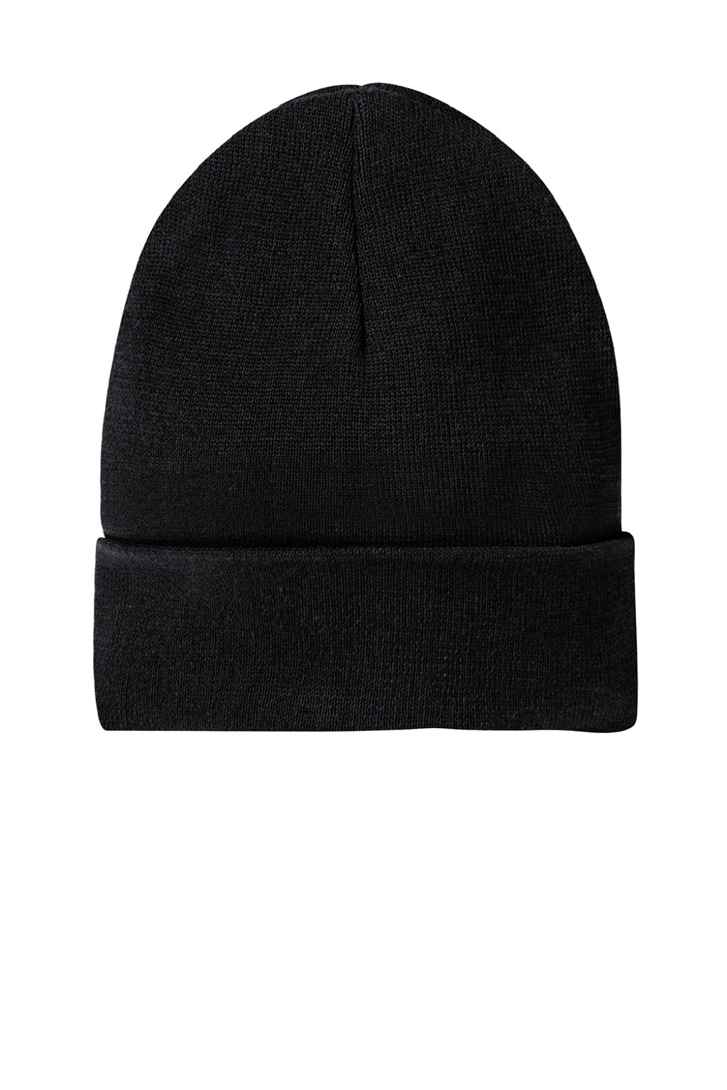 District Hats DT815 Unisex Re-Fleece Beanie Black Flat Front