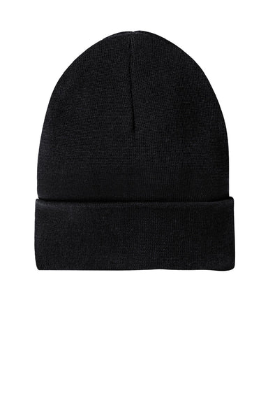 District Hats DT815 Unisex Re-Fleece Beanie Black Flat Front
