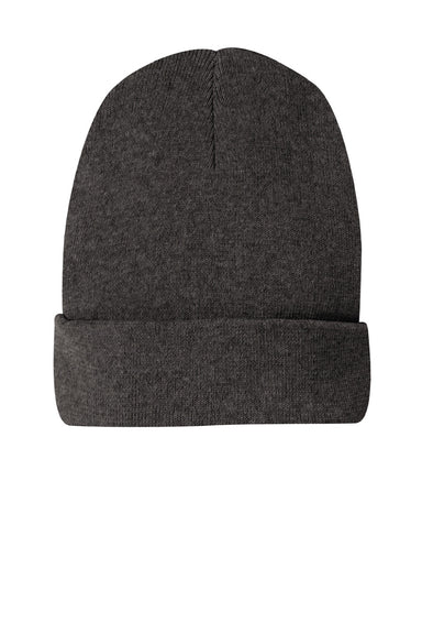 District Hats DT815 Unisex Re-Fleece Beanie Heather Charcoal Grey Flat Front