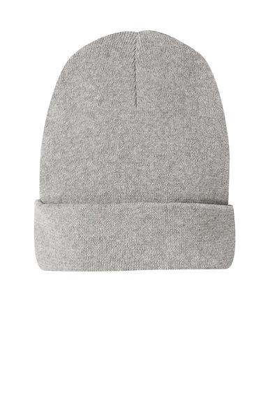 District Hats DT815 Unisex Re-Fleece Beanie Heather Light Grey Flat Front