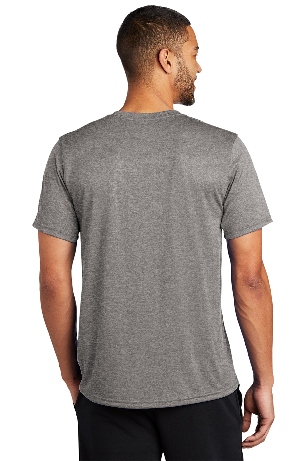 Nike DV7299 Mens Team rLegend Dri-Fit Moisture Wicking Short Sleeve Crewneck T-Shirt Heather Carbon Grey Model Back