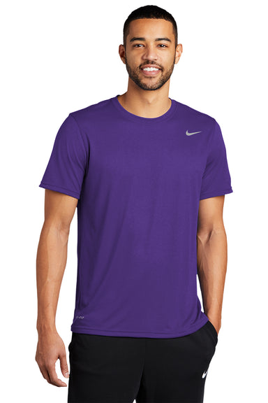 Nike DV7299 Mens Team rLegend Dri-Fit Moisture Wicking Short Sleeve Crewneck T-Shirt Court Purple Model Front