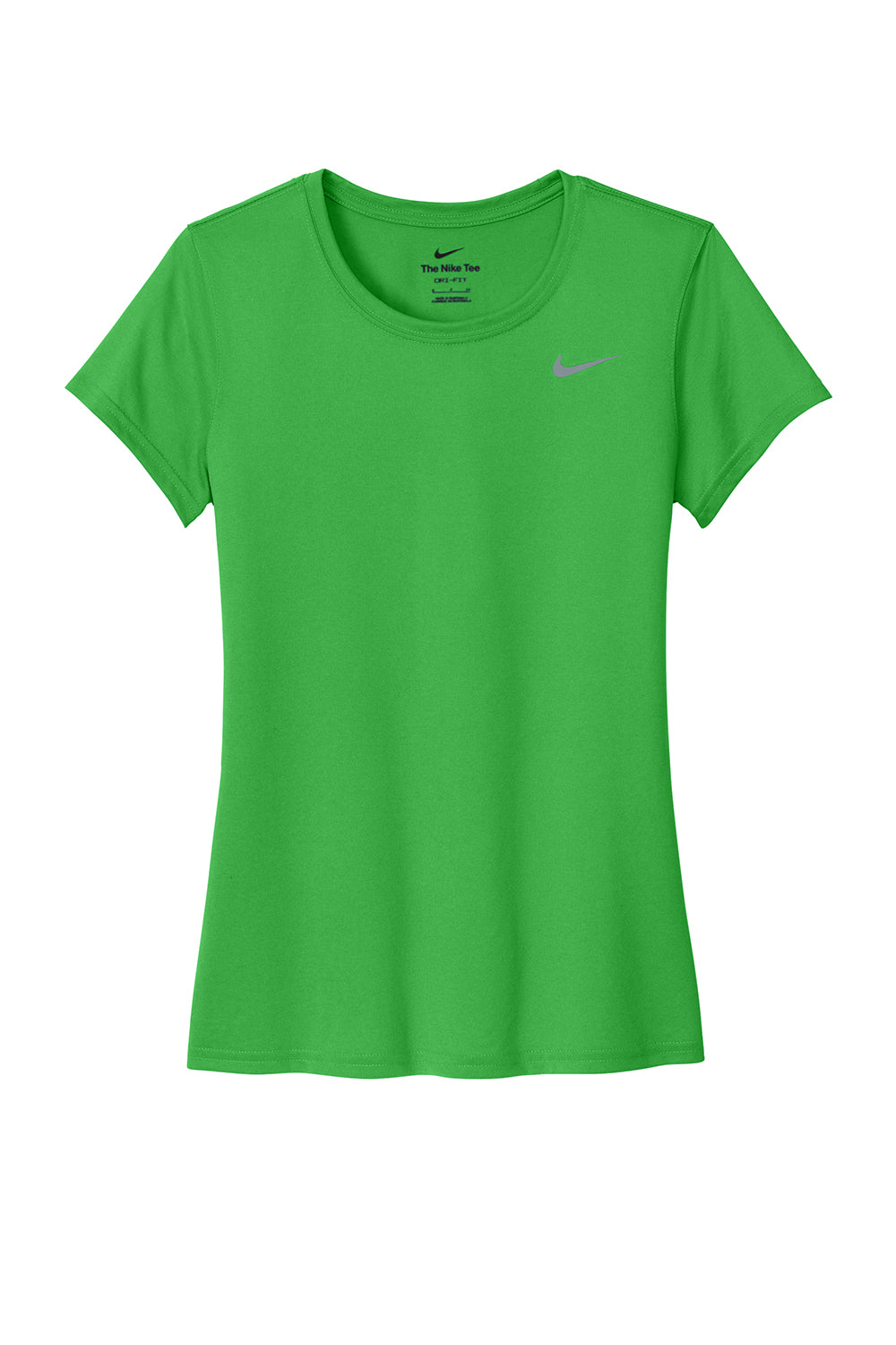 Nike DV7312 Womens Team rLegend Dri-Fit Moisture Wicking Short Sleeve Crewneck T-Shirt Apple Green Flat Front