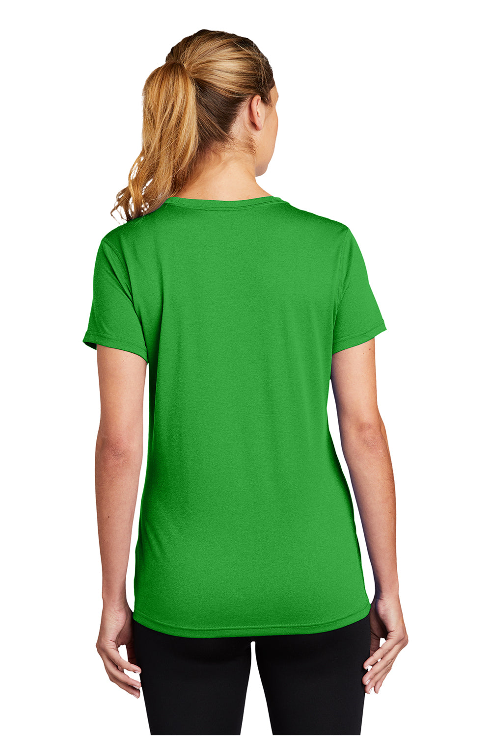 Nike DV7312 Womens Team rLegend Dri-Fit Moisture Wicking Short Sleeve Crewneck T-Shirt Apple Green Model Back