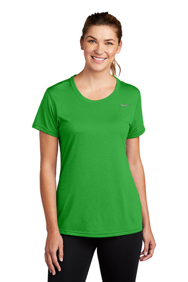 Nike DV7312 Womens Team rLegend Dri-Fit Moisture Wicking Short Sleeve Crewneck T-Shirt Apple Green Model Front