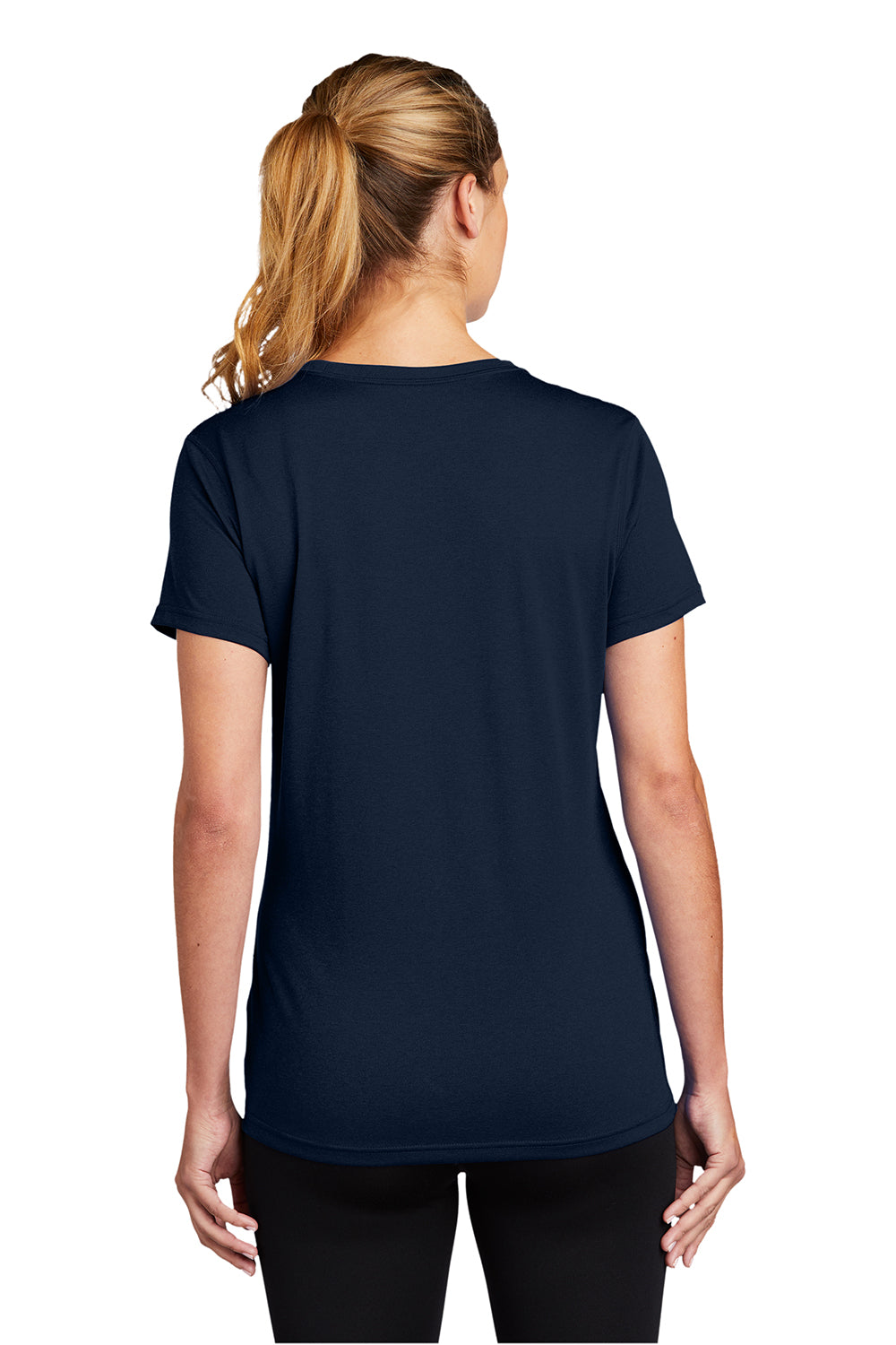 Nike DV7312 Womens Team rLegend Dri-Fit Moisture Wicking Short Sleeve Crewneck T-Shirt College Navy Blue Model Back