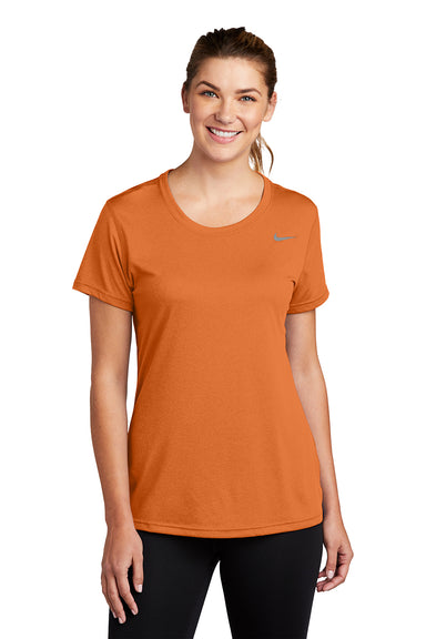Nike DV7312 Womens Team rLegend Dri-Fit Moisture Wicking Short Sleeve Crewneck T-Shirt Desert Orange Model Front