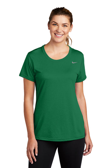 Nike DV7312 Womens Team rLegend Dri-Fit Moisture Wicking Short Sleeve Crewneck T-Shirt Gorge Green Model Front