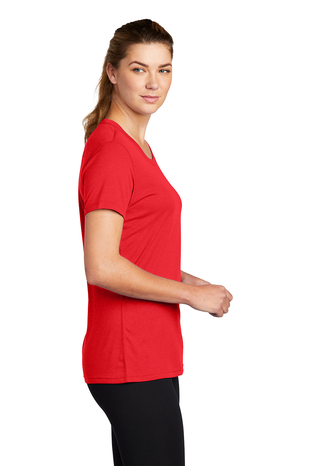 Nike DV7312 Womens Team rLegend Dri-Fit Moisture Wicking Short Sleeve Crewneck T-Shirt University Red Model Side
