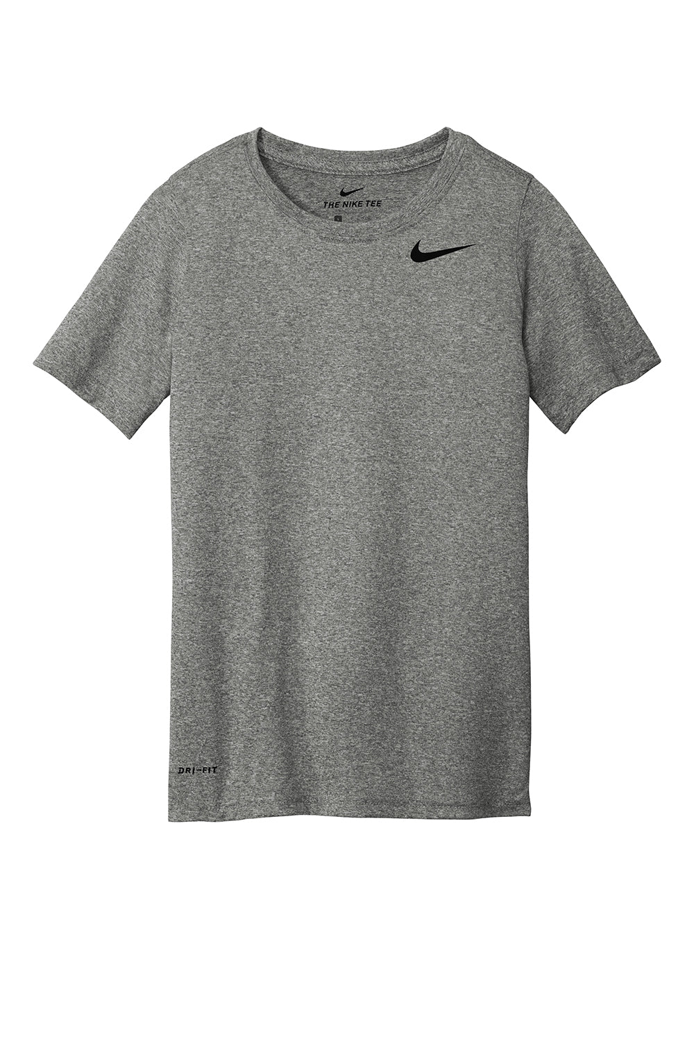 Nike DV7317 Youth Team rLegend Dri-Fit Moisure Wicking Short Sleeve Crewneck T-Shirt Heather Carbon Grey Flat Front