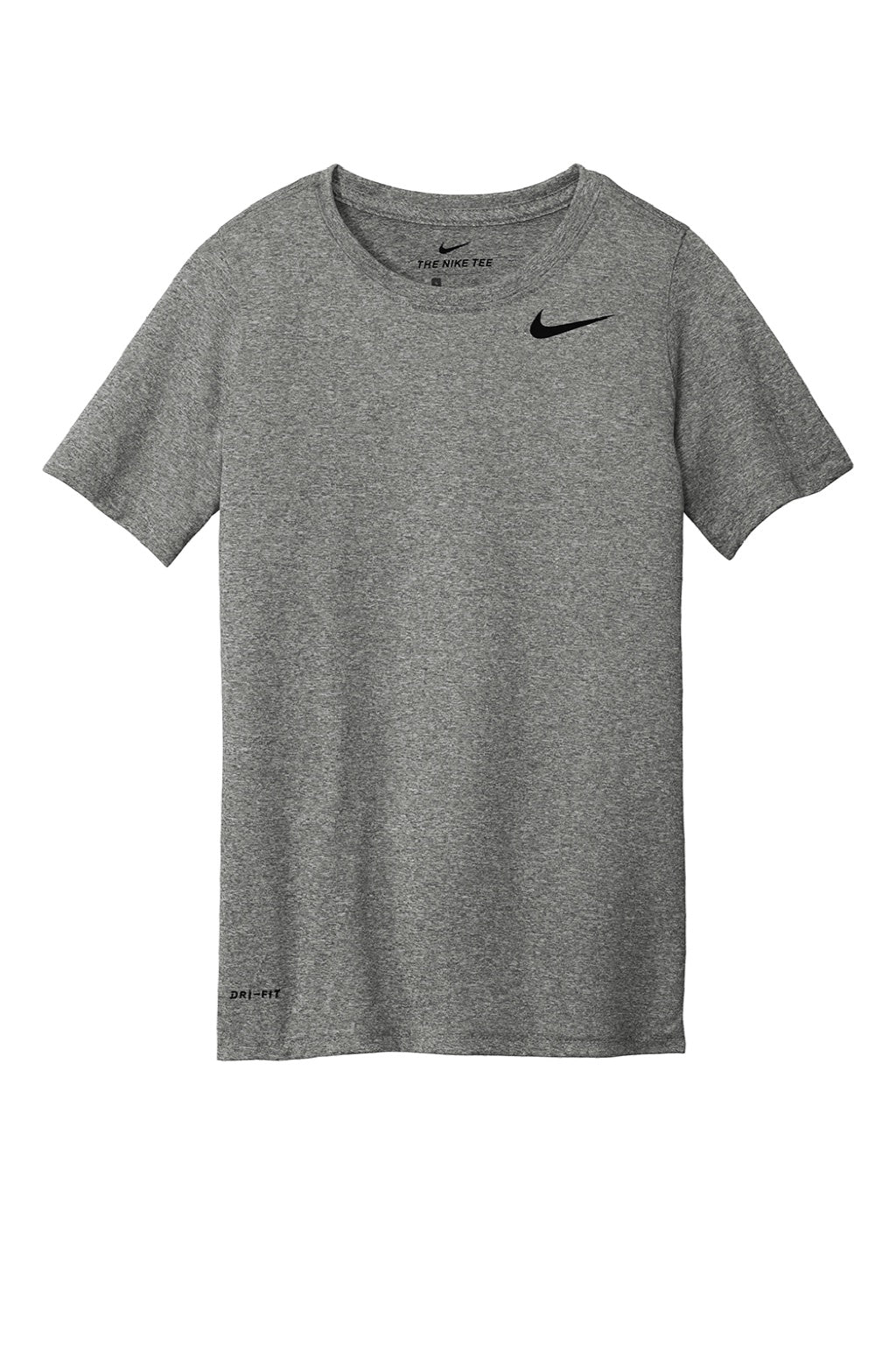 Nike DV7317 Youth Team rLegend Dri-Fit Moisture Wicking Short Sleeve Crewneck T-Shirt Heather Carbon Grey Flat Front
