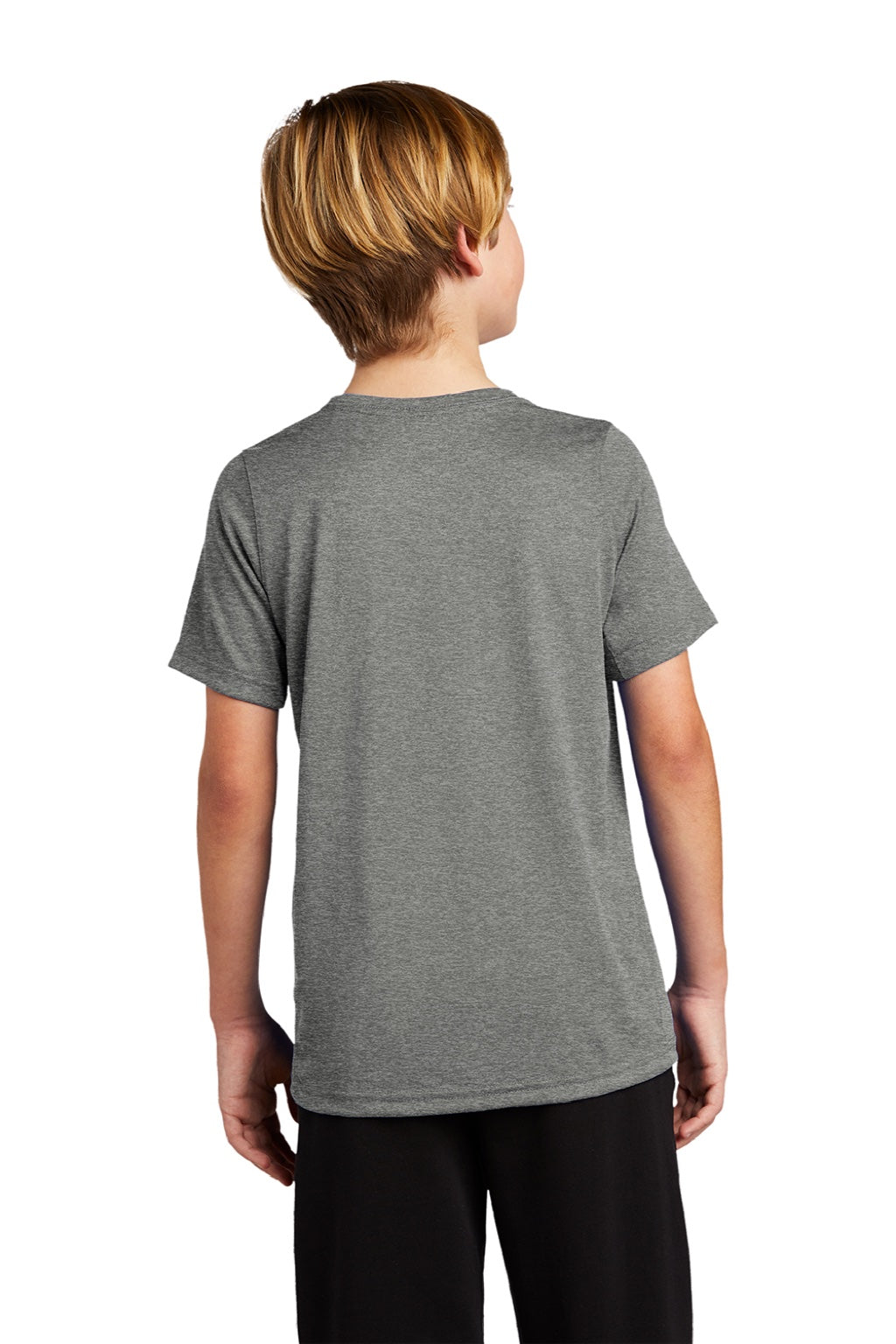 Nike DV7317 Youth Team rLegend Dri-Fit Moisture Wicking Short Sleeve Crewneck T-Shirt Heather Carbon Grey Model Back