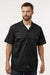 Dickies 2574 Mens Moisture Wicking Short Sleeve Button Down Work Shirt w/ Double Pockets Black Model Front