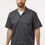 Dickies Mens Moisture Wicking Short Sleeve Button Down Work Shirt w/ Double Pockets - Charcoal Grey