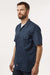 Dickies 2574 Mens Moisture Wicking Short Sleeve Button Down Work Shirt w/ Double Pockets Dark Navy Blue Model Side