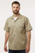 Dickies 2574 Mens Moisture Wicking Short Sleeve Button Down Work Shirt w/ Double Pockets Khaki Model Front