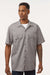 Dickies 2574 Mens Moisture Wicking Short Sleeve Button Down Work Shirt w/ Double Pockets Silver Grey Model Front