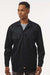 Dickies 5574 Mens Moisture Wicking Long Sleeve Button Down Work Shirt w/ Double Pockets Black Model Front