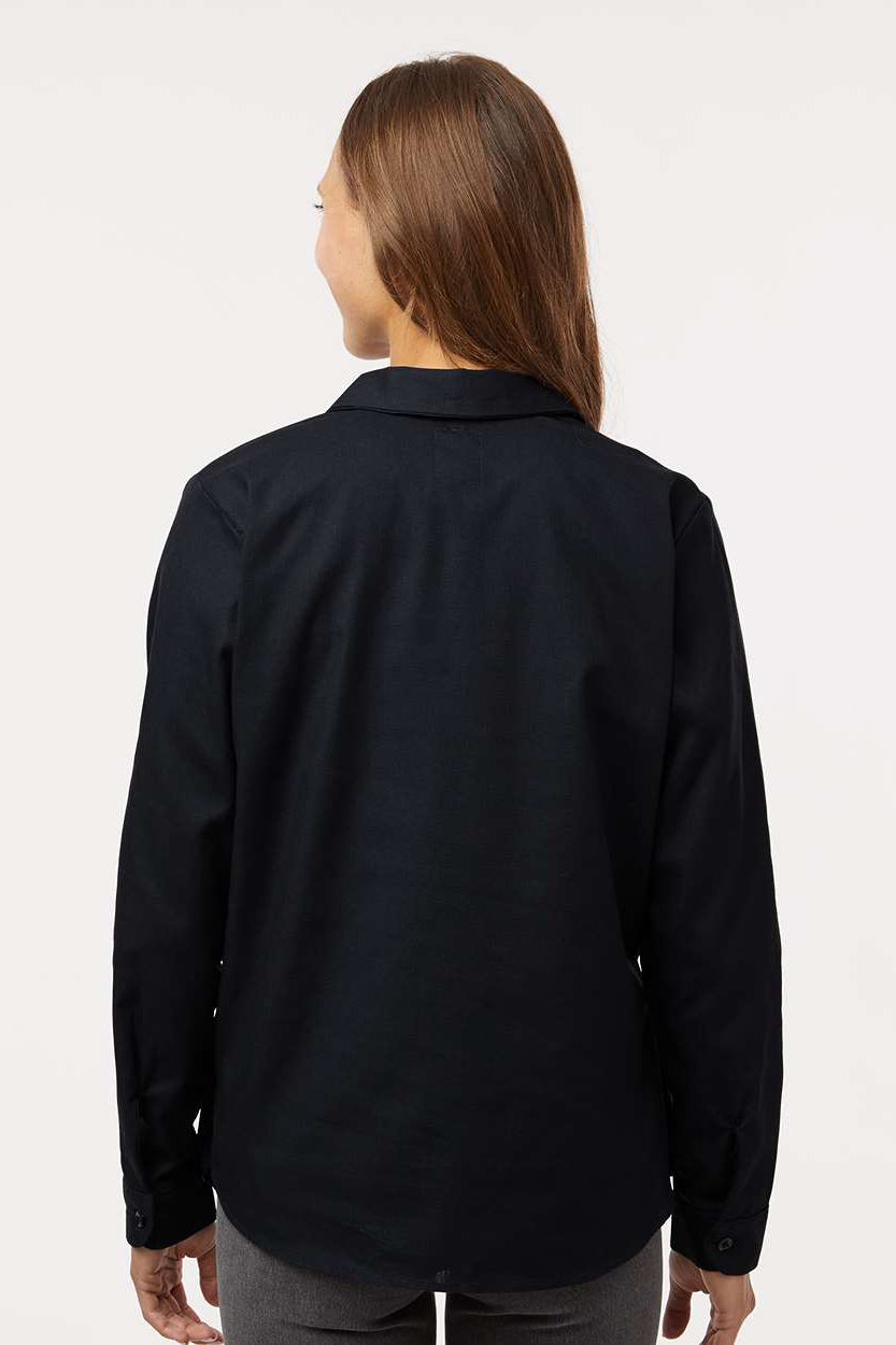 Dickies L5350 Womens Industrial Wrinkle Resistant Long Sleeve Button Down Work Shirt w/ Double Pockets Black Model Back