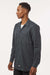 Dickies L535 Mens Industrial Wrinkle Resistant Long Sleeve Button Down Work Shirt w/ Double Pockets Dark Charcoal Grey Model Side