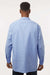Dickies L535 Mens Industrial Wrinkle Resistant Long Sleeve Button Down Work Shirt w/ Double Pockets Light Blue Model Back