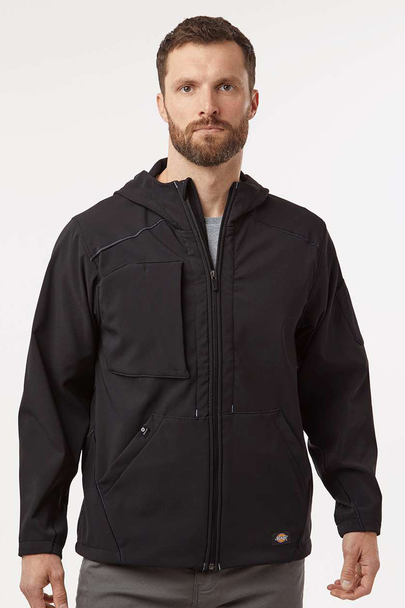 Dickies PH10 Mens Protect Wind & Water Resistant Full Zip Hooded Jacket Black Model Front