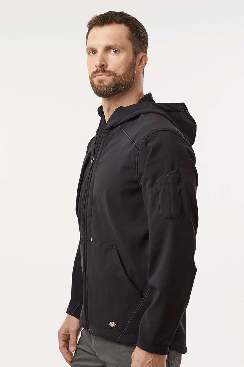 Dickies PH10 Mens Protect Wind & Water Resistant Full Zip Hooded Jacket Black Model Side