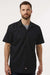 Dickies S535 Mens Industrial Wrinkle Resistant Short Sleeve Button Down Work Shirt w/ Double Pockets Black Model Front