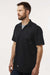 Dickies S535 Mens Industrial Wrinkle Resistant Short Sleeve Button Down Work Shirt w/ Double Pockets Black Model Side