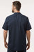 Dickies S535 Mens Industrial Wrinkle Resistant Short Sleeve Button Down Work Shirt w/ Double Pockets Dark Navy Blue Model Back
