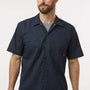 Dickies Mens Industrial Wrinkle Resistant Short Sleeve Button Down Work Shirt w/ Double Pockets - Dark Navy Blue