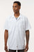 Dickies S535 Mens Industrial Wrinkle Resistant Short Sleeve Button Down Work Shirt w/ Double Pockets White Model Front