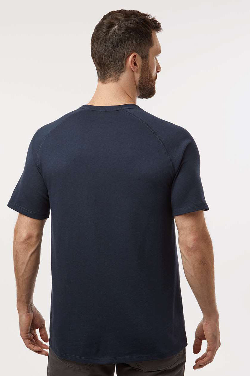 Dickies S600 Mens Performance Moisture Wicking Short Sleeve Crewneck T-Shirt w/ Pocket Dark Navy Blue Model Back