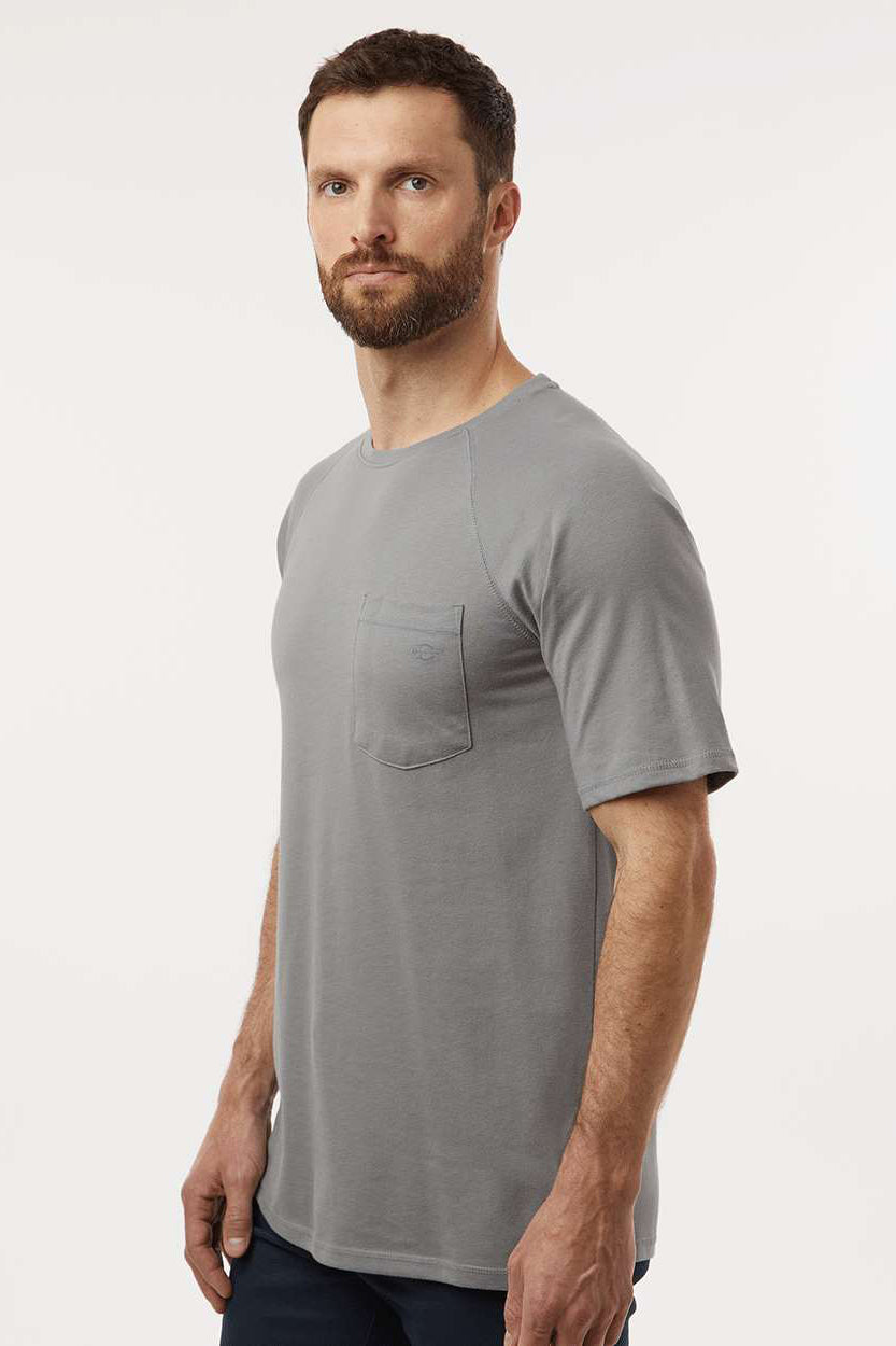 Dickies S600 Mens Performance Moisture Wicking Short Sleeve Crewneck T-Shirt w/ Pocket Smoke Grey Model Side