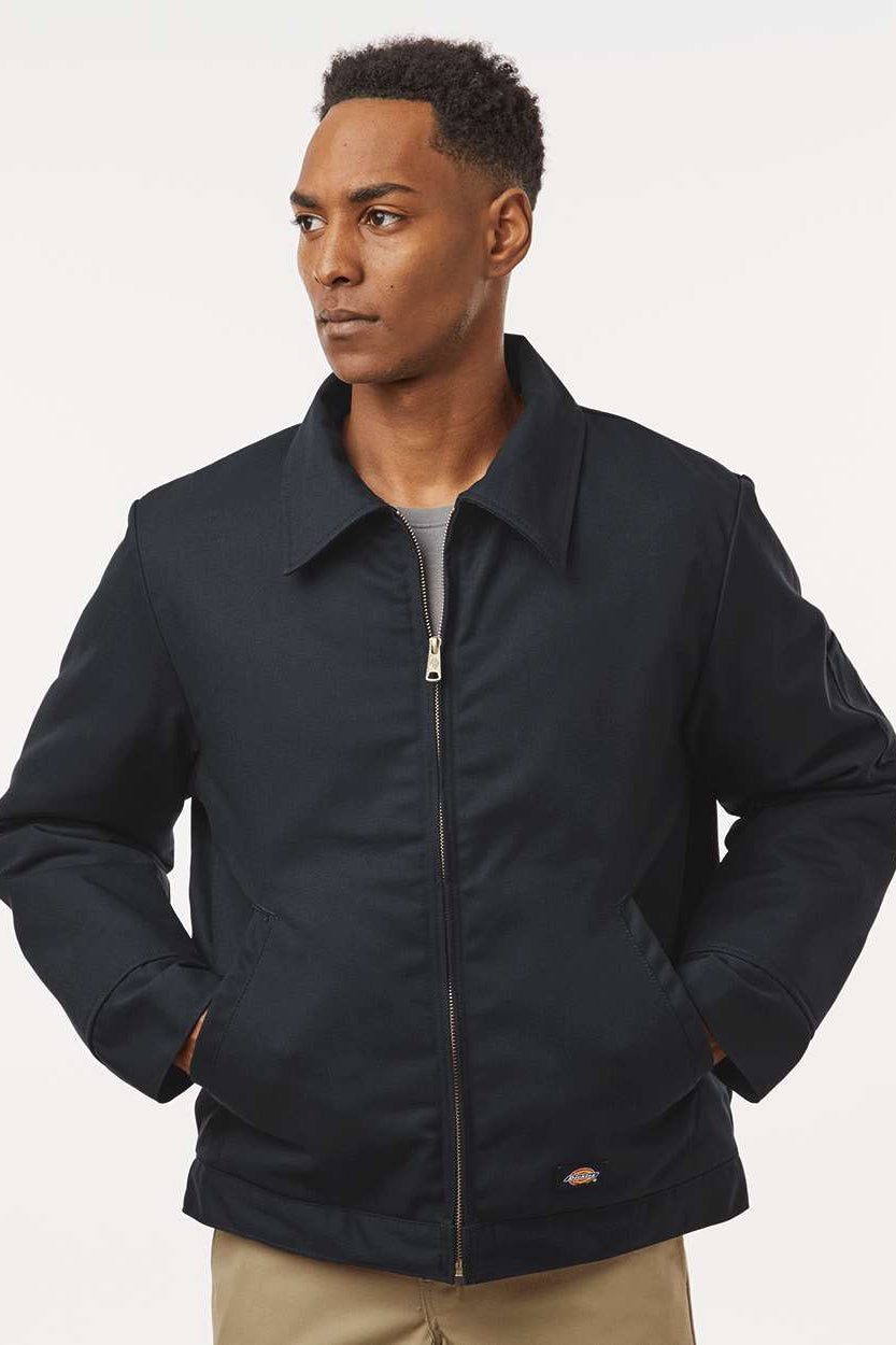 Dickies JT15 Mens Eisenhower Stain Resistant Full Zip Jacket Black Model Front